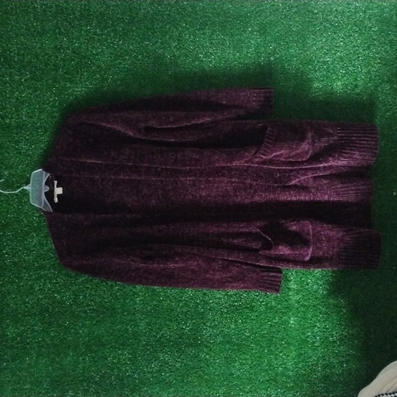 Michael Kors Deep Purple Ribbed Cardigan - Picture 3 of 5